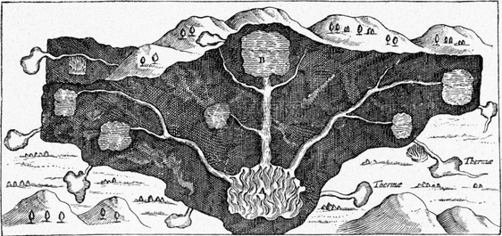 温泉的形成古老雕刻插图190年从宇宙和人类那里得到的图片