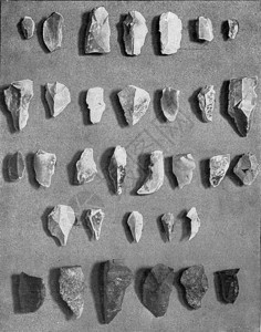火石和膏中的原始仪器古老的雕刻图解190年宇宙与人类190年图片
