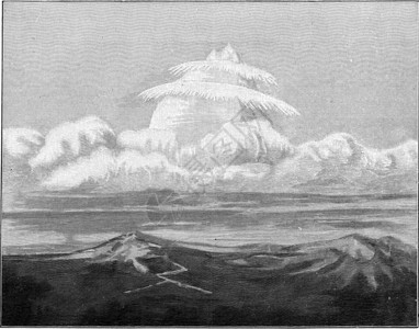 1895年4月27日在威尼斯观测到的朱利安阿尔卑斯山的冰雹云层刻着古老的图解190年从宇宙和人类那里得到的图片