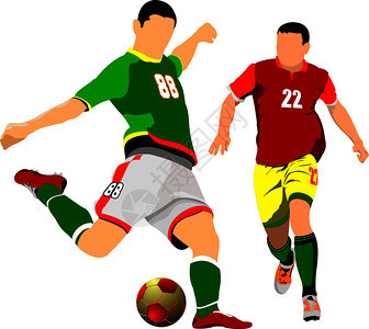 两张足球运动员海报矢量插图图片