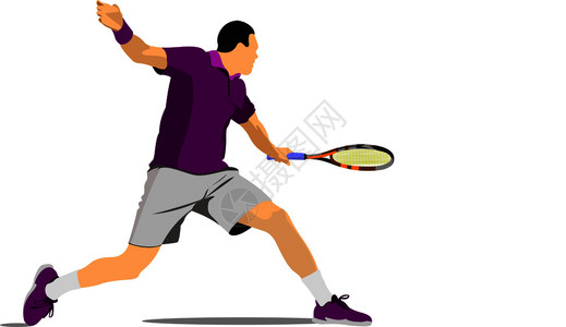网球玩家海报设计师的彩色矢量插图图片
