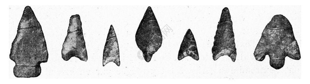 德国箭头的火石古老雕刻插图来自宇宙和人类190年图片