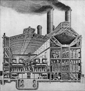 Edisons在纽约工作通过现代发电厂站段刻有文字的插图190年宇宙与人类图片