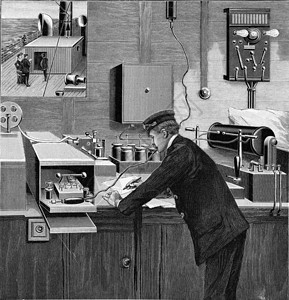 船上的电报站用于无线电报古代刻画图解190年宇宙与人类图片