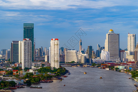 泰国曼谷市ChaoPhraya河空中视图图片