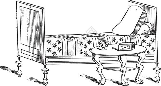 古铜色床架插画_古铜色床架卡通_古铜色床架插图_手绘_板绘_摄图网