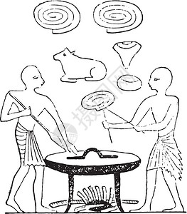 厨师做饭面粉制造古代刻画插图插画