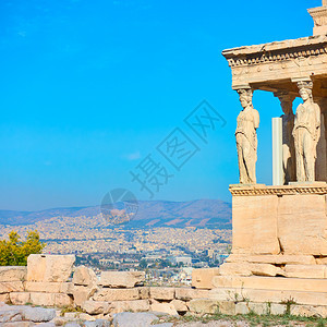 希腊雅典的大都会Caryatids的CaryatidsPorchidsonTheAchopolis文本空间图片