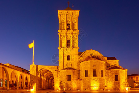 塞浦路斯拉纳卡圣扎鲁AgiosLazaros教堂夜间图片
