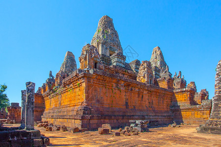 柬埔寨吴哥瓦特古老先鲁普寺庙的废墟图片