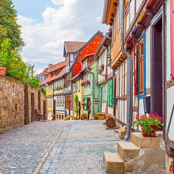 德国奎林堡古老的相片街景观图片