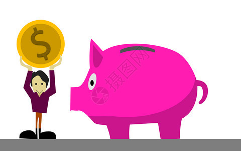 商人与金硬币小猪银行3D铸造图片