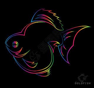 鱼缸金鱼黑底金鱼的矢量图像插画