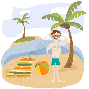 海滩上的感男人暑假海报图片