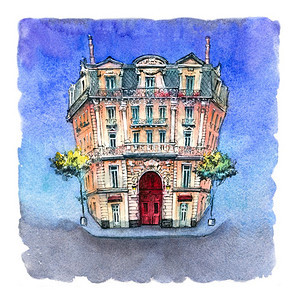 法国马赛典型房子的水彩画图法国马赛典型房子马赛典型房子图片