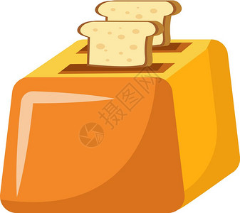 一个三明治烤面包机喷出两个切片矢量颜色图画或插图片