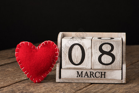 3月8日妇女快乐节带木块日历的每信息图片
