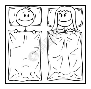 男女亲密性感床上插画