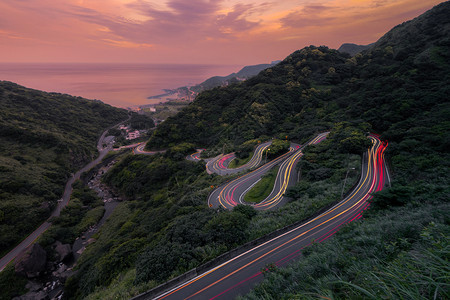 黄昏时台北市农村地区自然风景图片