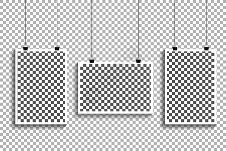 鱼籽福带带针形和阴影的回溯光框集矢量插图插画