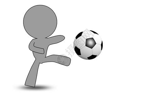 玩木偶踢足球孤立在白色背景上3D翻接图片