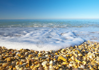海岸的浪和泡沫自然成分图片