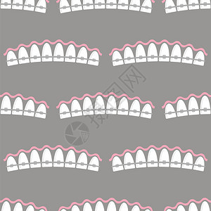 牙齿科护理无缝背景矫形治疗卡通开口牙印矫形治疗图片