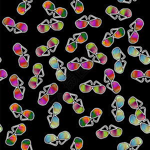 黑色背景的多太阳玻璃无缝模式彩色太阳玻璃无缝模式图片