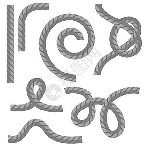 白色背景上与Knot隔离的不同绳子设置隔离的不同绳子设置图片
