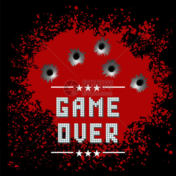 Retro游戏在白背景上用红色滴子签名游戏概念视频屏幕使用红色滴子签名的回tro游戏图片