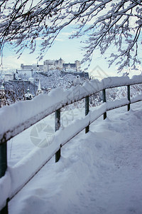 萨尔茨堡的漫步游行寒雪的冬季风景图片