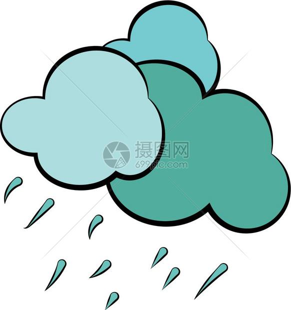 从云层的暴雨中下大描绘季天气矢量的颜色图画或插图片