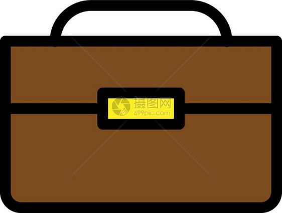 一个未打开的包或一盒棕色的子用木制成手柄和亮黄色平方扣矢量彩色图纸或插制成图片