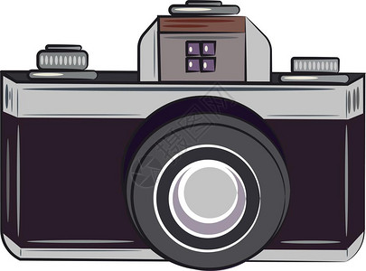 现代自动相机矢量颜色绘图或插图片