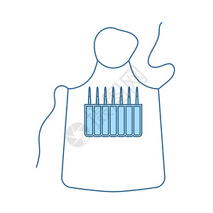 艺术家Apron图标蓝色填充设计薄线矢量说明图片