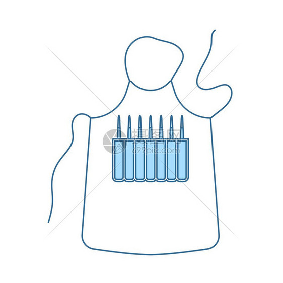艺术家Apron图标蓝色填充设计薄线矢量说明图片