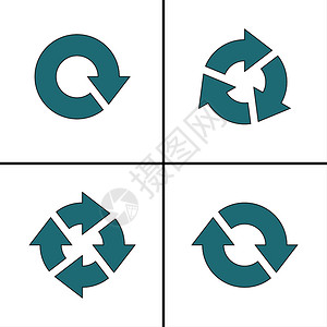 勿入四个箭头象形刷新重装入旋转环形符号集白色背景上的简单图标固