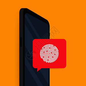电话中的对框建议扫描指纹快速授权移动应用程序矢量库存图解图片