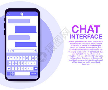 与对话框窗口的聊天界面应用程序干净的移动UI设计概念Sms送信器矢量存图解图片