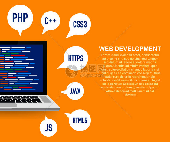 编程网络开发概念笔记本电脑屏幕代码矢量库存图解图片