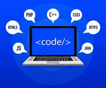 编程网络开发概念笔记本电脑屏幕代码矢量库存图解图片