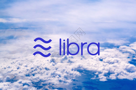 西班牙巴伦亚2019年6月日Facebook等大公司推出的新虚拟货币利布拉的Logo图片