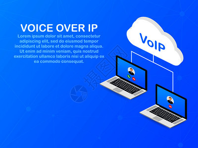 VoIP技术IP的语音互联网呼叫横幅矢量存图解图片