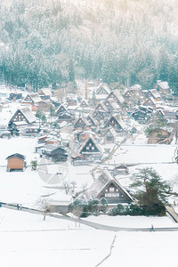 日本冬季的白川之村历史传说图片