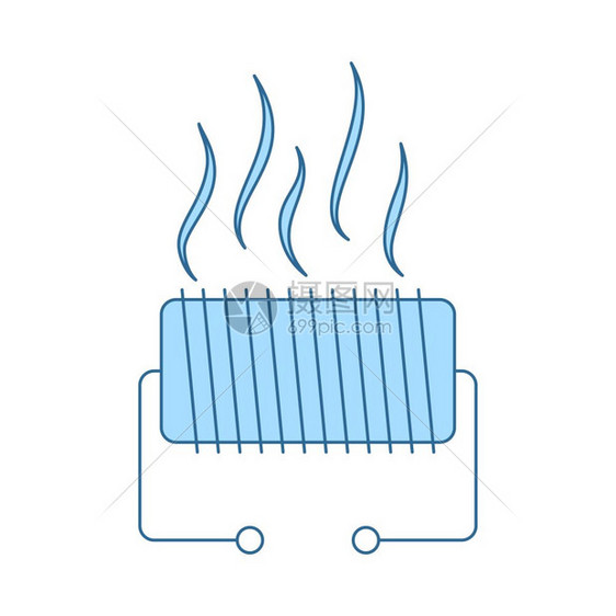 电气加热图示蓝色填充设计薄线矢量说明图片