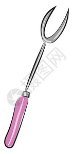 长的叉勺配有两点可以吃通心粉矢量彩色绘画或插图图片