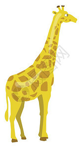 长颈动物叫鹿棕色斑点角长尾睁眼矢量彩色画或插图图片