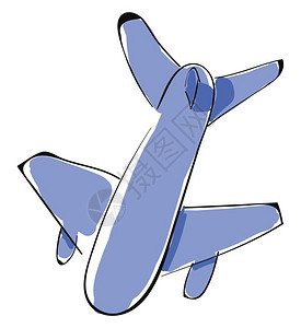 异型图画儿童小型蓝色飞机有两个翅膀矢量彩色图画或插插画