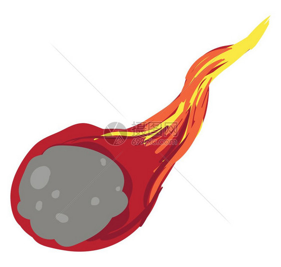 红色彗星尾巴向量彩色绘画或插图上有火图片