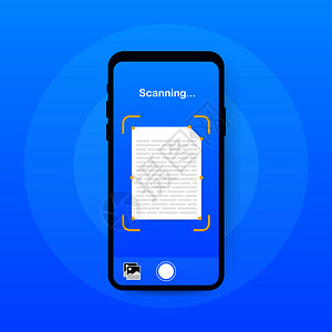 文本扫描件机智能手界面矢量模板移动应用程序页面蓝色梯度设计布局矢量图解文本扫描矢量图示图片